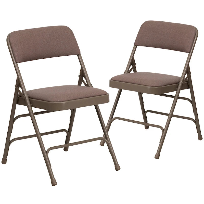 Set of 2 Metal Folding Chairs with Padded Seats
