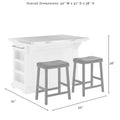 Julia Island with Upholstered Saddle Stools - 51d x 50w x 36h