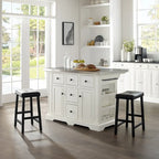  Julia Island with Upholstered Saddle Stools - 51d x 50w x 36h
