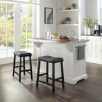 Julia Island with Upholstered Saddle Stools - 51d x 50w x 36h
