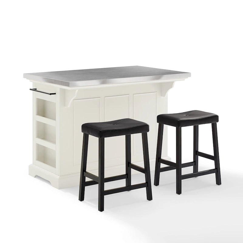 Julia Island with Upholstered Saddle Stools - 51d x 50w x 36h