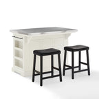Julia Island with Upholstered Saddle Stools - 51d x 50w x 36h