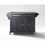 Black Solid Granite Top Kitchen Cart/Island - 18d x 51.5w x 36h