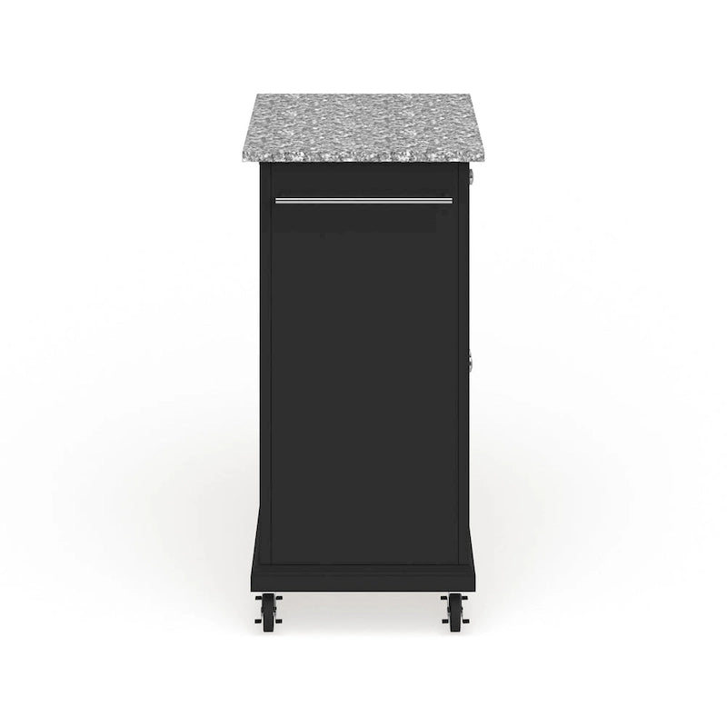 Crosley Compact Gray Granite Top Cart/ Island in Black Finish - 18d x 31w x 35.5h
