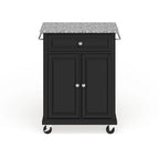 Crosley Compact Gray Granite Top Cart/ Island in Black Finish - 18d x 31w x 35.5h