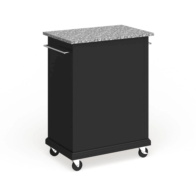 Crosley Compact Gray Granite Top Cart/ Island in Black Finish - 18d x 31w x 35.5h