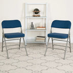 4 Pack Curved Triple Braced & Hinged Fabric Upholstered Metal Folding Chair