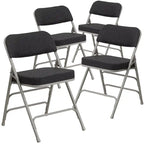 4 Pack Curved Triple Braced & Hinged Fabric Upholstered Metal Folding Chair