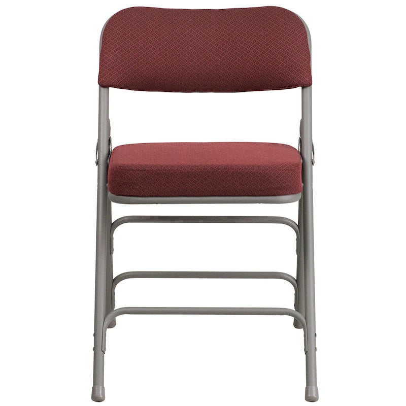 4 Pack Curved Triple Braced & Hinged Fabric Upholstered Metal Folding Chair