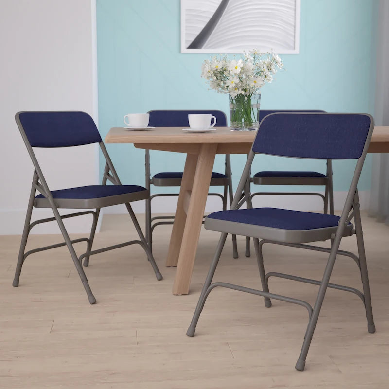 4 Pack Curved Triple Braced & Double Hinged Metal Folding Chair