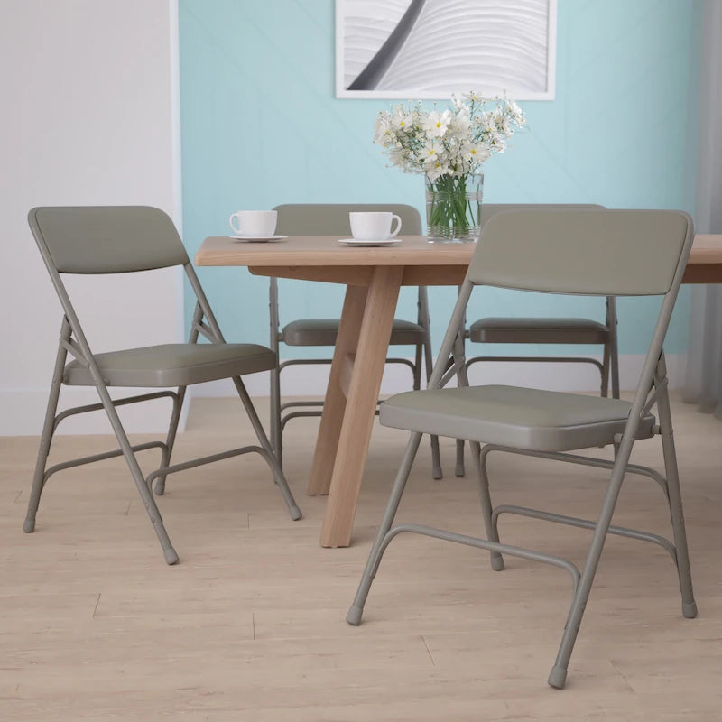 4 Pack Curved Triple Braced & Double Hinged Metal Folding Chair