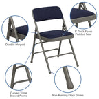 4 Pack Curved Triple Braced & Double Hinged Metal Folding Chair