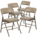 4 Pack Curved Triple Braced & Double Hinged Metal Folding Chair