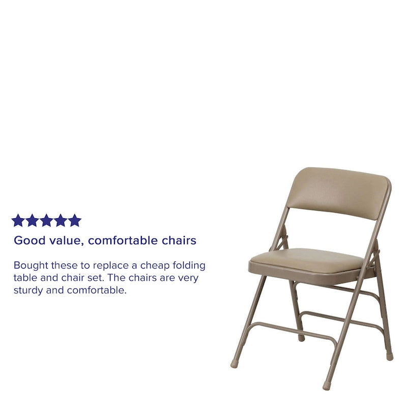 4 Pack Curved Triple Braced & Double Hinged Metal Folding Chair