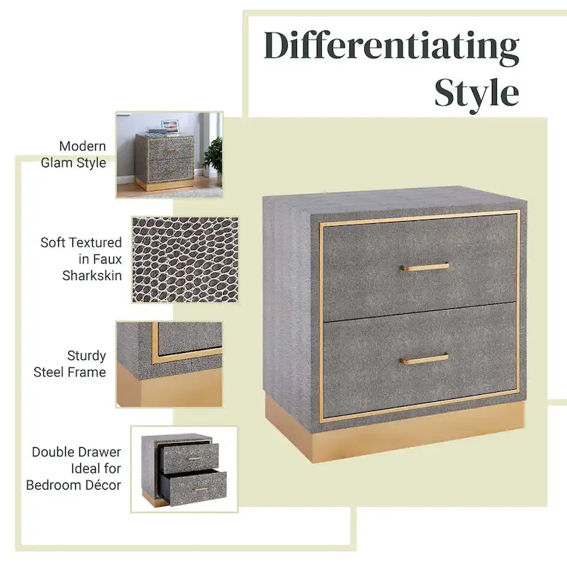 Edinburgh 2-Drawer Faux Shagreen End table