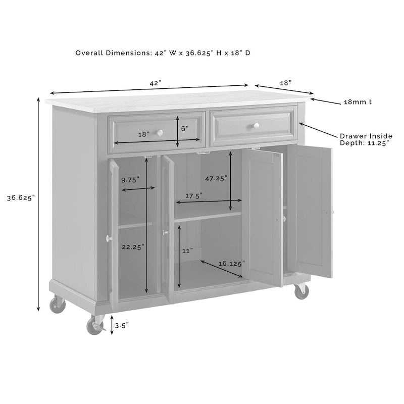 Avery Kitchen Cart - 42.13W x 18D x 36H