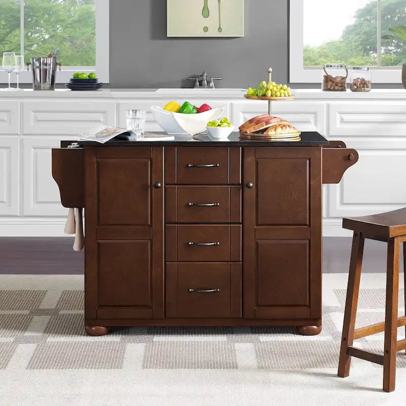 Eleanor Brown Wood/ Stainless Steel Top Kitchen Island - 18d x 51.5w x 35.25h