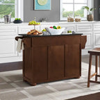 Eleanor Brown Wood/ Stainless Steel Top Kitchen Island - 18d x 51.5w x 35.25h