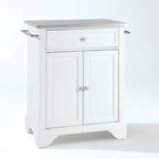 LaFayette Stainless Steel Top Portable Kitchen Island in White Finish - 18d x 31w x 35h