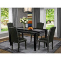 East West Furniture Dining Room Table Set- a Rectangle Kitchen Table and Black Faux Leather Dining Chairs, Black(Pieces Option)