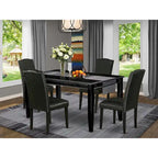 East West Furniture Dining Room Table Set- a Rectangle Kitchen Table and Black Faux Leather Dining Chairs, Black(Pieces Option)
