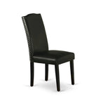 East West Furniture Dining Room Table Set- a Rectangle Kitchen Table and Black Faux Leather Dining Chairs, Black(Pieces Option)