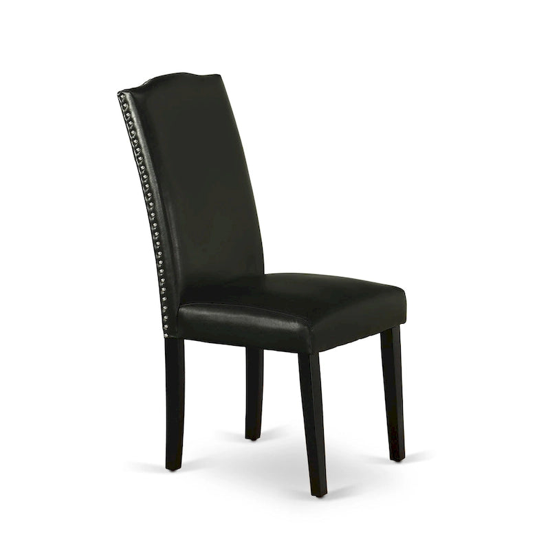 East West Furniture Dining Room Table Set- a Rectangle Kitchen Table and Black Faux Leather Dining Chairs, Black(Pieces Option)