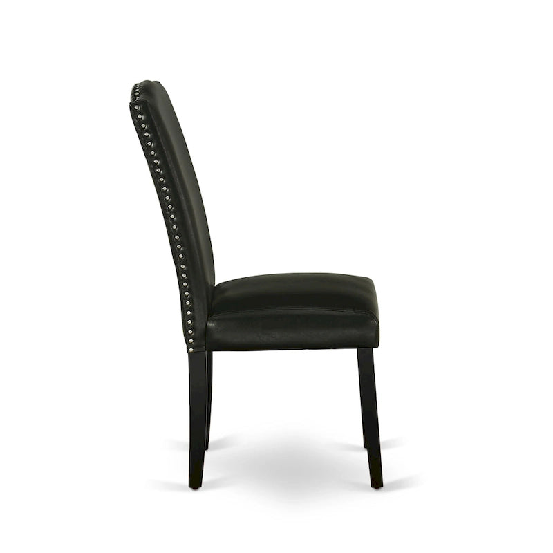 East West Furniture Dining Room Table Set- a Rectangle Kitchen Table and Black Faux Leather Dining Chairs, Black(Pieces Option)
