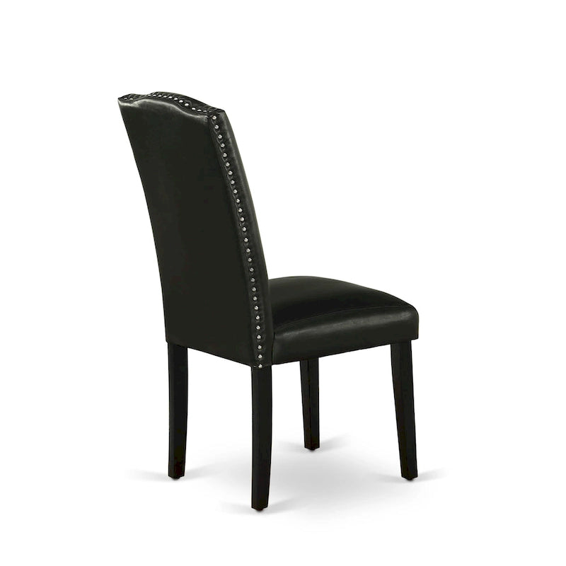 East West Furniture Dining Room Table Set- a Rectangle Kitchen Table and Black Faux Leather Dining Chairs, Black(Pieces Option)