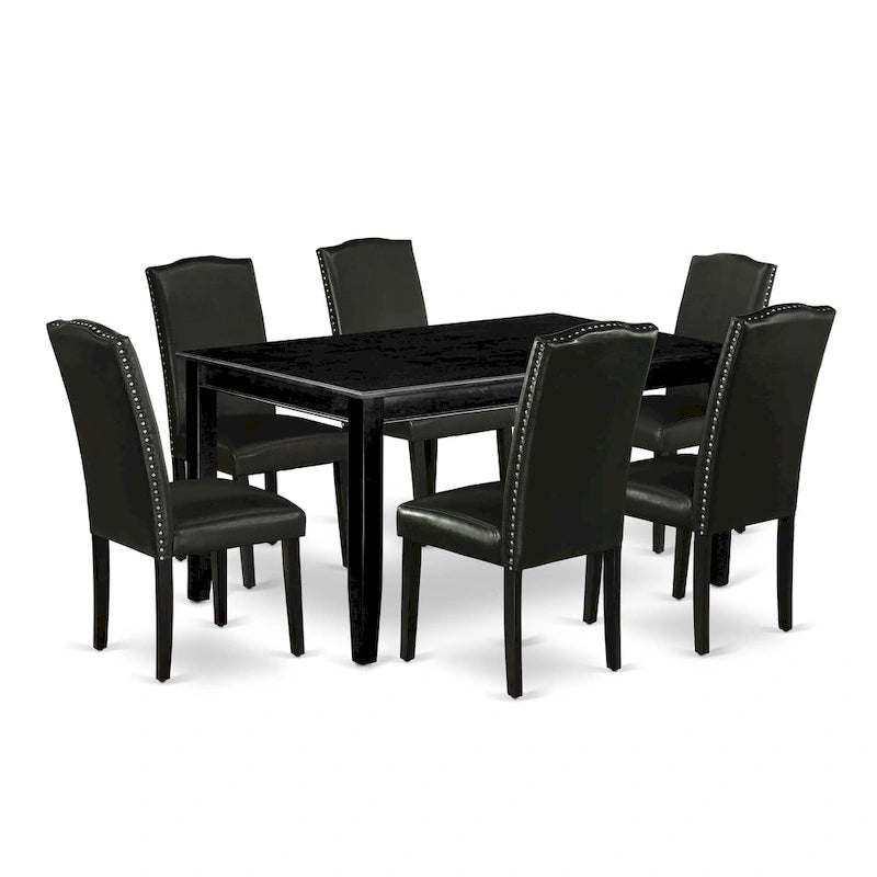 East West Furniture Dining Room Table Set- a Rectangle Kitchen Table and Black Faux Leather Dining Chairs, Black(Pieces Option)