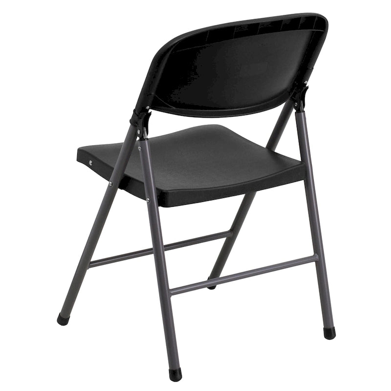 2 PK 330 lb. Capacity Plastic Folding Chair with Charcoal Frame