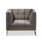Glam Velvet Fabric Armchair with Gold-Tone Frame