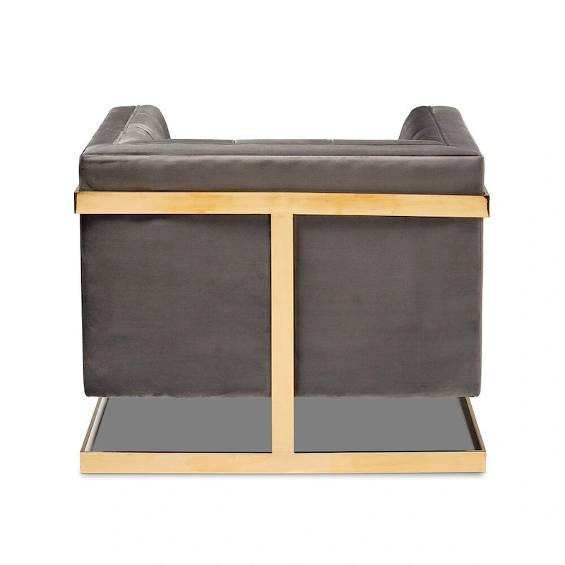 Glam Velvet Fabric Armchair with Gold-Tone Frame