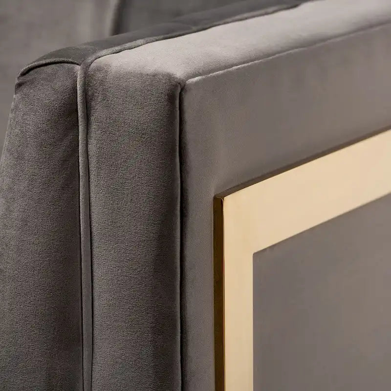 Glam Velvet Fabric Armchair with Gold-Tone Frame