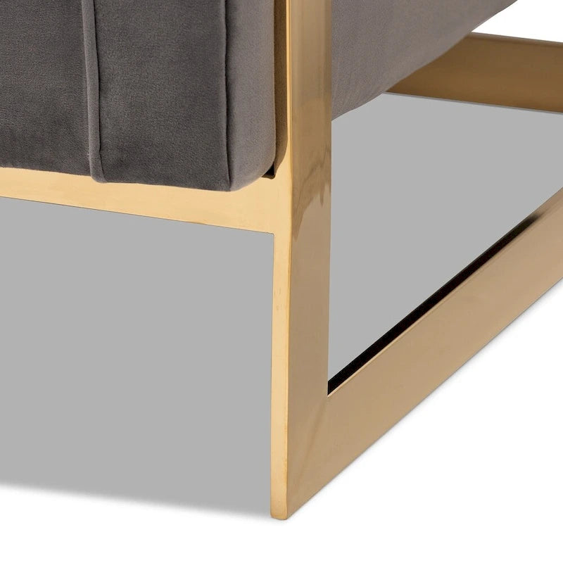 Glam Velvet Fabric Armchair with Gold-Tone Frame