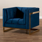 Glam Velvet Fabric Armchair with Gold-Tone Frame
