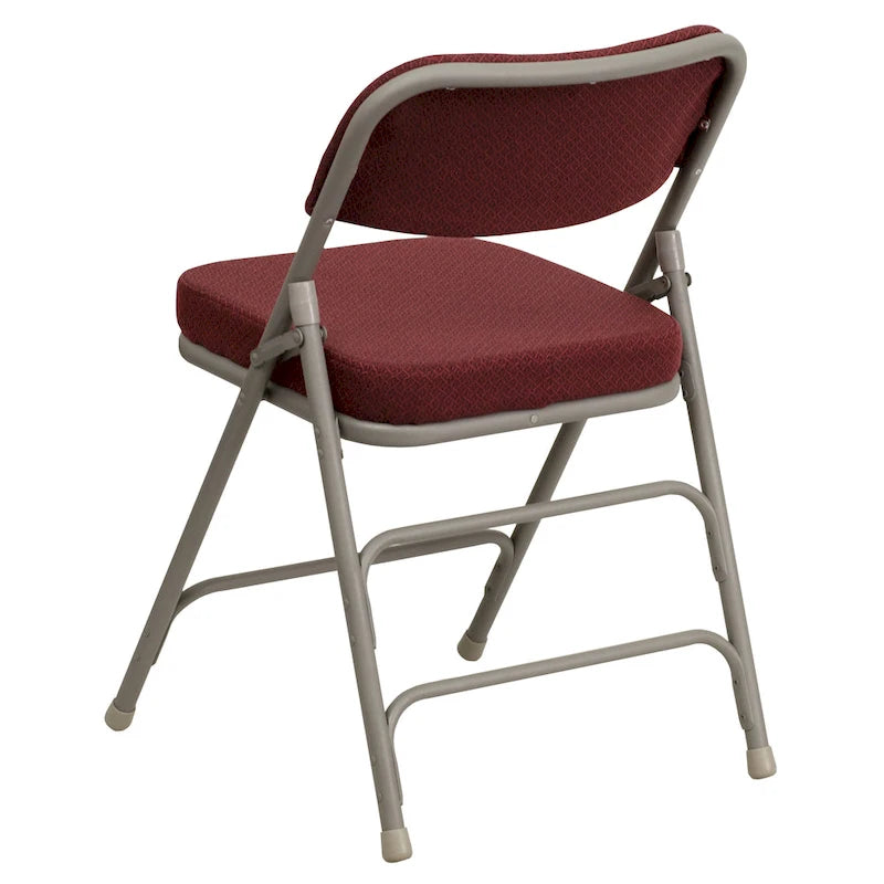 2 Pack Curved Triple Braced & Double Hinged Upholstered Metal Folding Chair