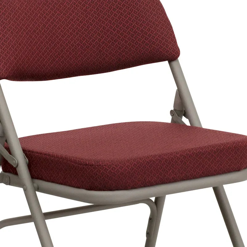 2 Pack Curved Triple Braced & Double Hinged Upholstered Metal Folding Chair