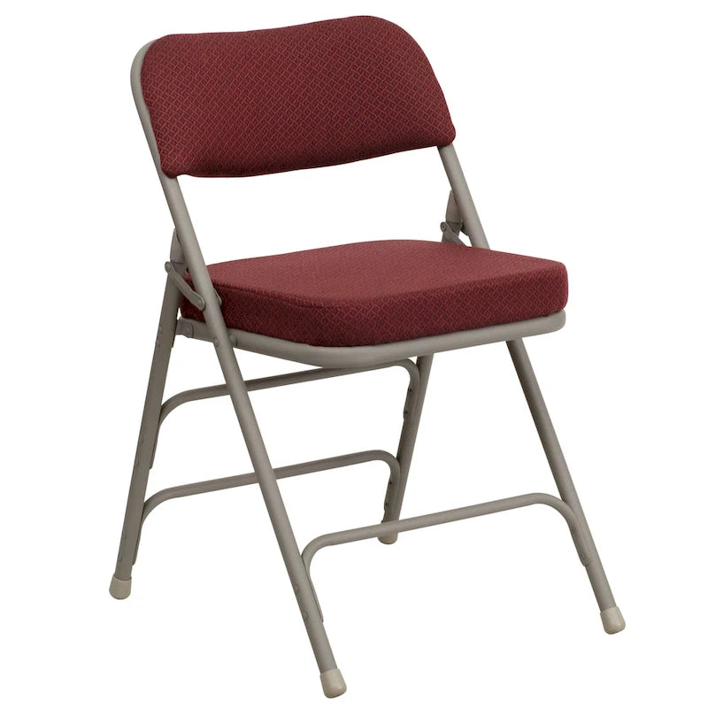 2 Pack Curved Triple Braced & Double Hinged Upholstered Metal Folding Chair