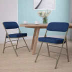 2 Pack Curved Triple Braced & Double Hinged Upholstered Metal Folding Chair