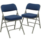 2 Pack Curved Triple Braced & Double Hinged Upholstered Metal Folding Chair