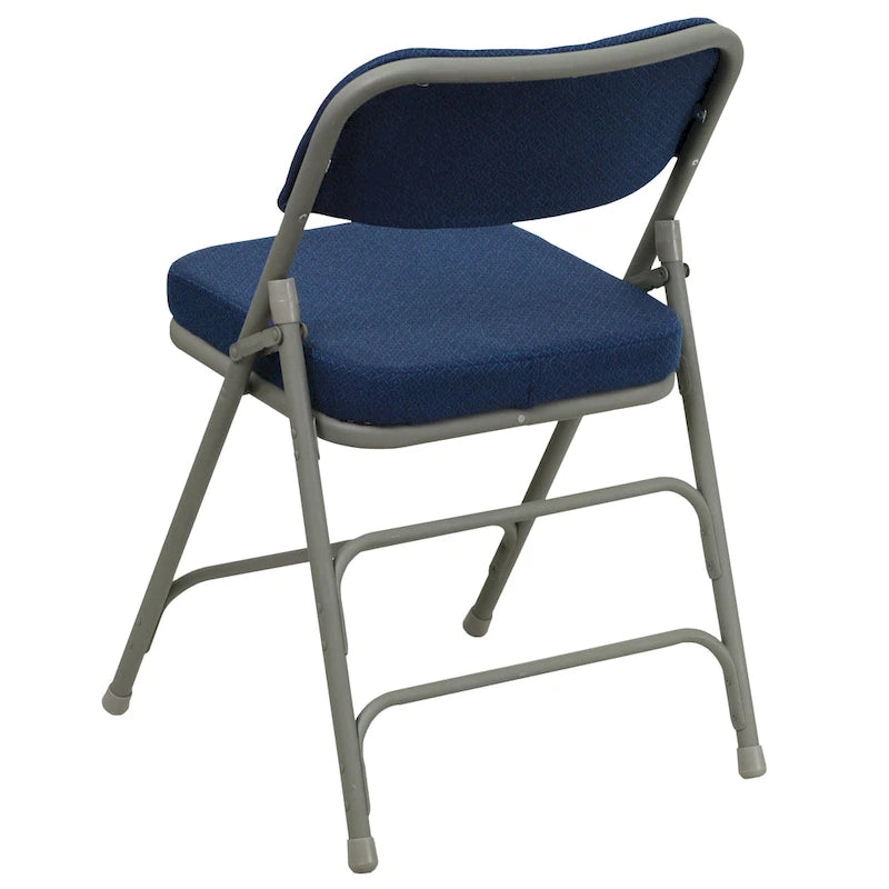 2 Pack Curved Triple Braced & Double Hinged Upholstered Metal Folding Chair