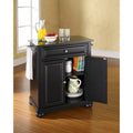  Alexandria Solid Black Granite Top Portable Kitchen Island in Black Finish - 18d x 31w x 33.5h