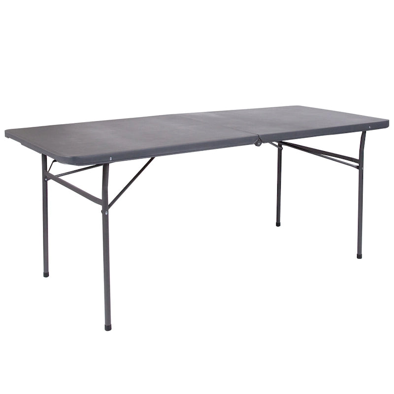30W x 72L Bi-Fold Plastic Banquet and Event Folding Table with Carrying Handle - 72D x 30W x 29H