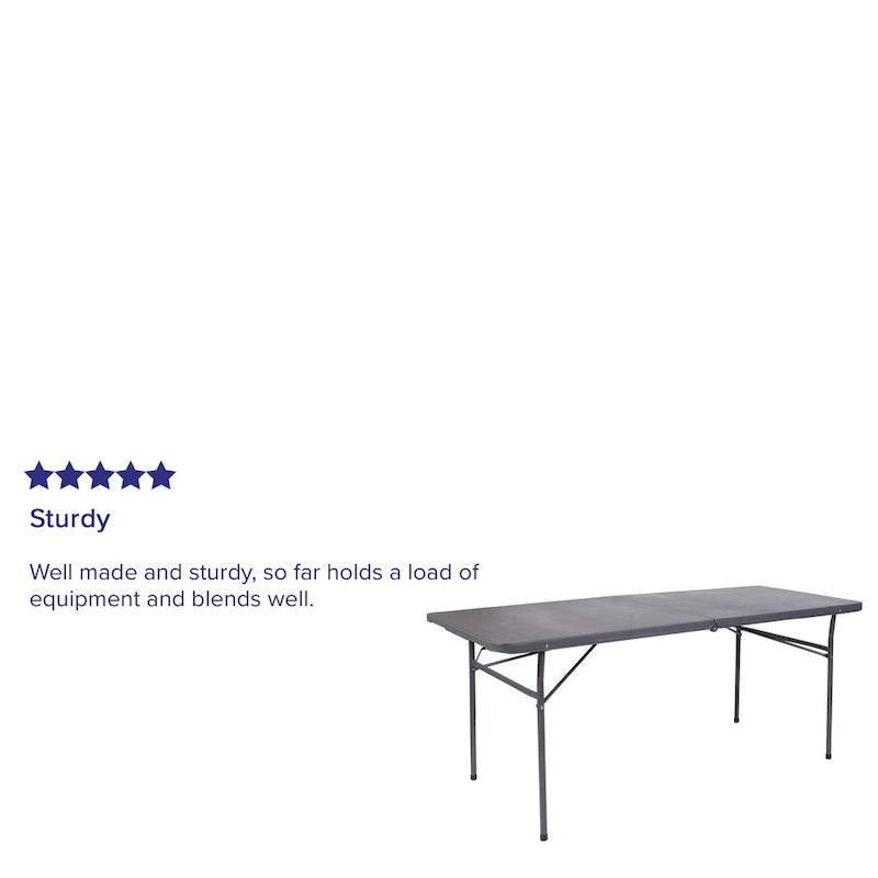 30W x 72L Bi-Fold Plastic Banquet and Event Folding Table with Carrying Handle - 72D x 30W x 29H