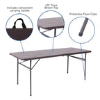30W x 72L Bi-Fold Plastic Banquet and Event Folding Table with Carrying Handle - 72D x 30W x 29H
