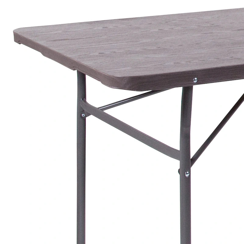 30W x 72L Bi-Fold Plastic Banquet and Event Folding Table with Carrying Handle - 72D x 30W x 29H