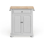 Alexandria Wood Top Portable Kitchen Island in White Finish - 18d x 31w x 33.5h