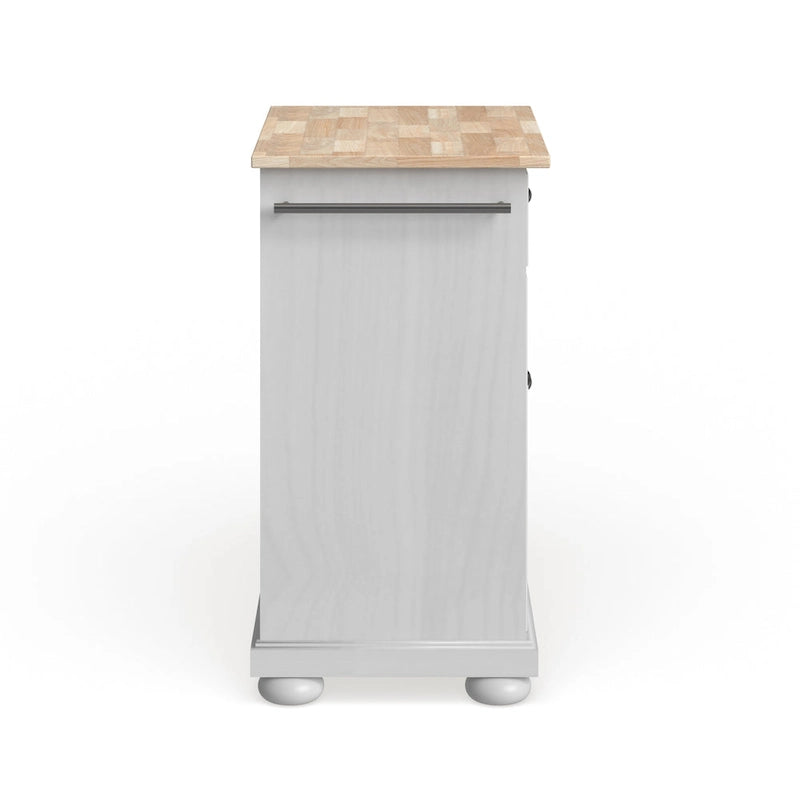 Alexandria Wood Top Portable Kitchen Island in White Finish - 18d x 31w x 33.5h