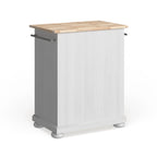 Alexandria Wood Top Portable Kitchen Island in White Finish - 18d x 31w x 33.5h